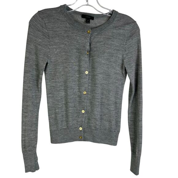 J. Crew Sweaters - J. Crew Cardigan Jackie merino wool Womens XS Heather Gray Gold Buttons Classic